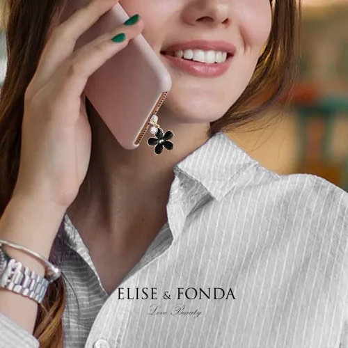 Vista 6 de ELISE & FONDA CP109 Puerto de carga USB Anti polvo Plug Little Lily Flower Colgante Teléfono Charm para iPhone 11/XS MAX/XR/X/8 Plus/7/6S/7/SE iPad