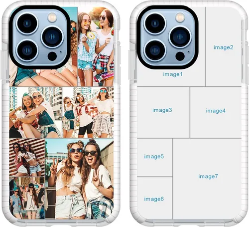 Vista 16 de Funda de teléfono personalizada para iPhone 13 Pro, funda personalizada de fotos de collage de múltiples imágenes, resistente a los arañazos, a