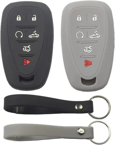 Vista 6 de 2 fundas protectoras de silicona de goma negra con 6 botones para llavero inteligente sin llave compatible con Chevrolet Camaro Convertible 2016