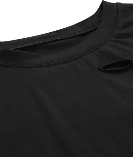 Vista 3 de SweatyRocks - Camiseta corta de mangas cortas de verano para mujer con estilo desgastado