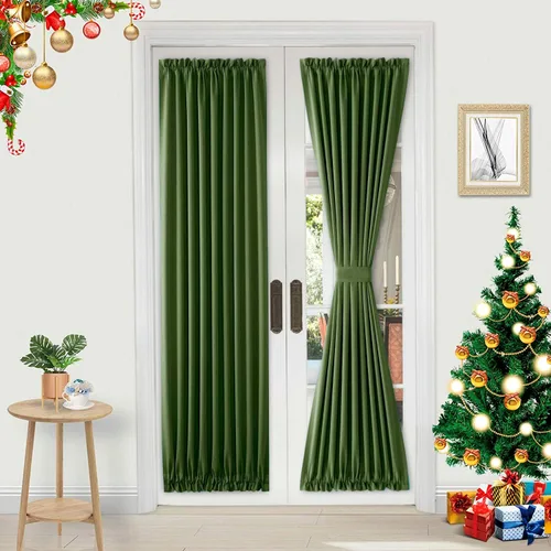 Vista 25 de DWCN Cortinas para Puertas Francesas – Cortinas opacas térmicas con bolsillo para barra para puertas con ventana de cristal, puertas de cocina