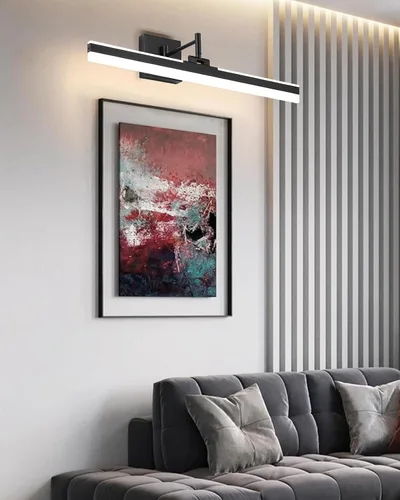 Vista 7 de Moderna lámpara de tocador negra ajustable LED para baño sobre espejo giratorio (negro, 23.6 pulgadas, 5CCT regulable)