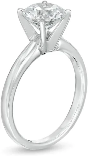 Vista 2 de Anillo de compromiso de 1.0 quilates con cuatro puntas con certificación IGI de diamantes hechos en laboratorio redondo en oro blanco de 14 k