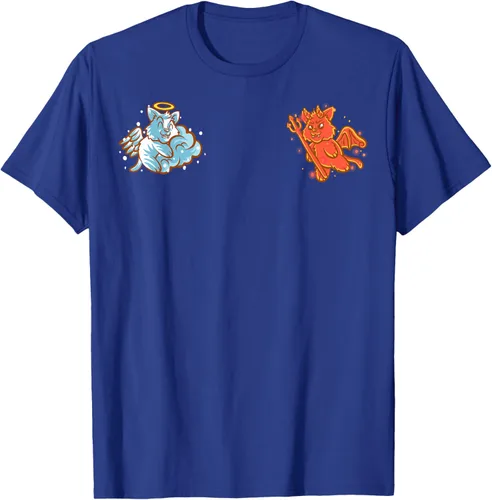 Vista 21 de Camiseta de gato ángel y diablo sentado en tu hombro Nerd Kitten, Negro