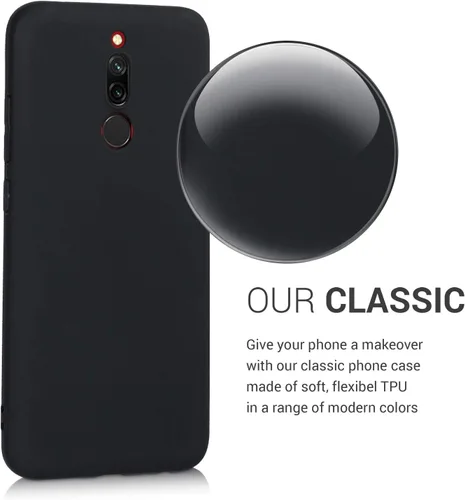 Vista 8 de kwmobile Funda compatible con Xiaomi Redmi 8 - Funda protectora delgada para teléfono TPU - Acabado mate suave - Negro mate