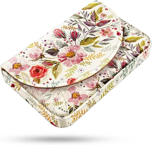 Vista 14 de Tarjetero, Estuche para Tarjetas de Visita de Cuero PU con Impresión de Color y Patrón, Porta Tarjetas con Billetera, Bolsillos Magnéticos