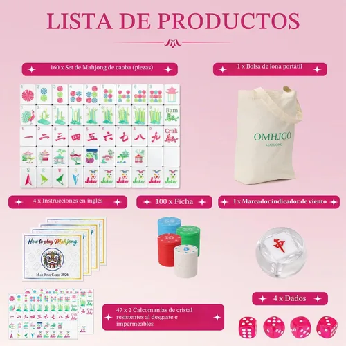 Vista 6 de Juego de 160 azulejos de melamina grabados de alta calidad con bolsa Rosa