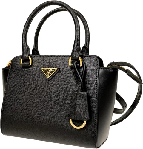 Vista 3 de Prada Triángulo Logo Negro Saffiano Lux Bolso bandolera de cuero, Negro