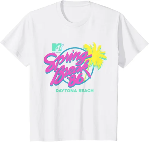 Vista 23 de MTV Camiseta de cuello redondo de ajuste clásico - Spring Break Daytona Beach, negro, adulto, manga corta, algodón y poliéster