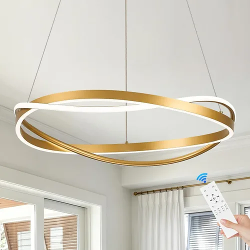 Vista 46 de Benkut Lámpara de Araña de Anillo LED Moderna Negra para Comedor, Lámpara de Araña de Techo Circular Empotrada Regulable con Control Remoto