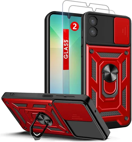Vista 16 de Funda para teléfono Galaxy A06 4G: con protector de pantalla de 2 piezas, cubierta deslizante para cámara y soporte multiángulo para Samsung Galaxy