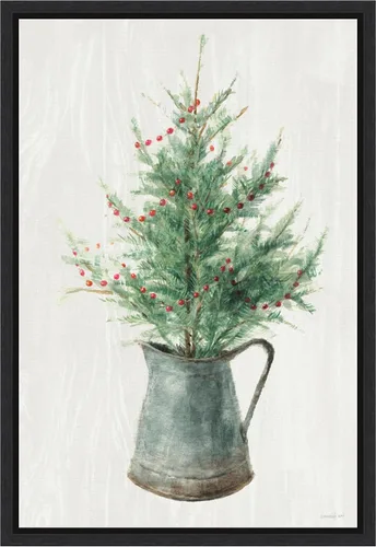 Vista 14 de Amanti Art Framed Canvas Wall Art 23x16 White and Bright Christmas Tree II by Danhui Nai, Framed Wall Art Canvas, Holidays Artwork, Traditional