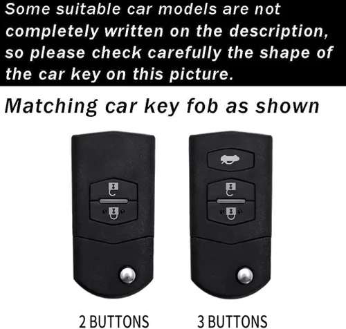 Vista 2 de ontto Funda plegable de 2 botones para llavero Mazda 2 3 5 6 RX8 CX5 CX7 CX9 MX5 MPV Miata Car Key Remote Case Metal Key Shell Soft Siliclicon