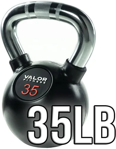 Vista 9 de Valor Fitness Chrome Kettlebells – Solid Cast Iron Kettlebell with Chrome Finish, Strength Training Weight for Swings, Squats, Cleans & Home Gym