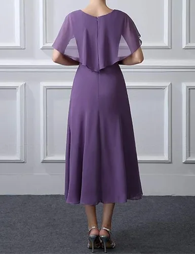 Vista 3 de Vestidos de madre de la novia de gasa vestido formal de noche capa de mujer