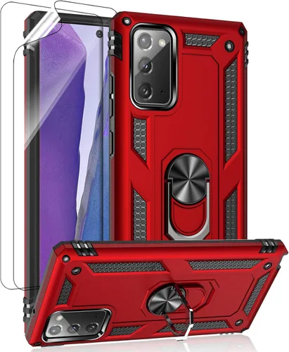 Vista 8 de Funda para Samsung Galaxy Note 20, Note20 5G con protectores de pantalla HD, soporte de anillo de metal de grado militar Androgate con soporte de 15