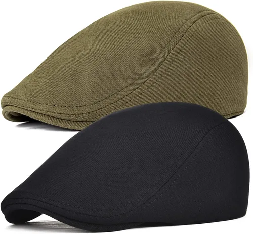Vista 15 de FEINION Gorra Newsboy de Algodón para Hombre de Ajuste Suave Sombrero de Taxista