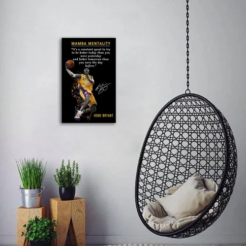 Vista 6 de Kobe Bryant - Póster inspirador para pared, lienzo con cita de mentalidad de Mamba, arte de pared, diseño deportivo de jugador de baloncesto