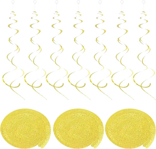 Vista 11 de MECCANIXITY 30 piezas negras colgantes de doble tira para colgar decoraciones de techo de plástico para fiestas de cumpleaños con gancho
