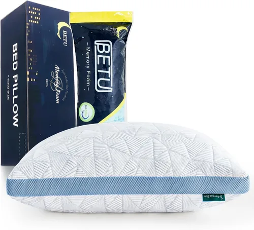 Vista 21 de BETU Almohada refrescante estándar, almohada de espuma viscoelástica triturada fresca para durmientes calientes, almohadas ajustables firmes