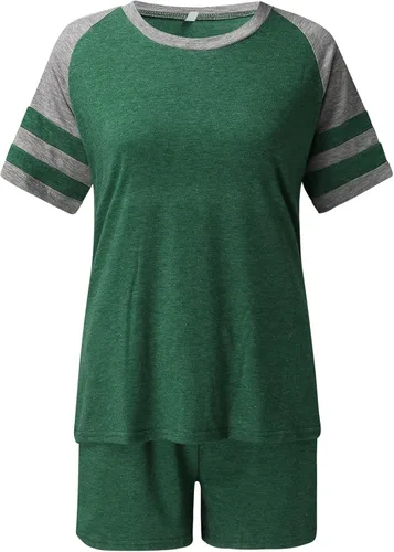 Vista 2 de Conjunto de dos piezas para mujer, conjunto deportivo de manga corta para mujer, conjunto de 2 piezas, conjunto de ropa de descanso con cordón