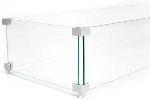 Vista 4 de AMS Chimenea Mesa para hoguera cuadrada/rectangular de vidrio templado, protector de viento de fuego de 1/4 de pulgada de grosor, protector