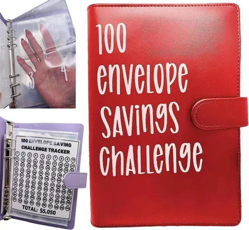 Vista 8 de Carpeta de desafío de 100 sobres – Libro de desafíos de ahorro 2023 con sobres, carpeta de 100 sobres, planificador de desafío de ahorro de dinero