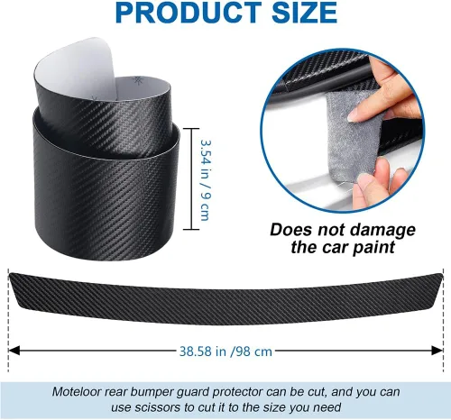 Vista 2 de Protector de parachoques trasero Moteloor para Honda Accord 2013-2017 Carbon fiber leather rear bumper guard, waterproof, UV-resistant