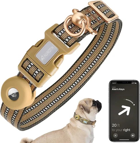 Vista 19 de Collar de perro Auroth para perros medianos y grandes, collar de perro reflectante, collares de perro de nylon suave ajustables con resistente