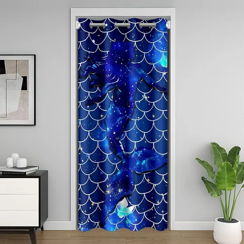 Vista 23 de Erosebridal Cortina de puerta de teñido anudado, cortina opaca bohemia, cortina exótica abstracta en espiral, elegante cortina hippie para puerta