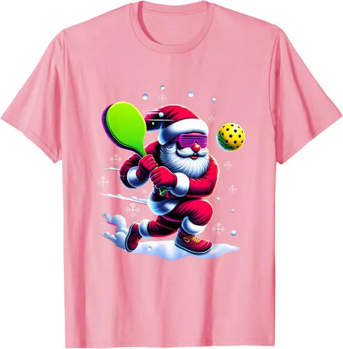 Vista 62 de Pickle Ball Navidad Santa Deporte Jugador Padel Raqueta Snow Camiseta Negro
