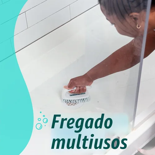 Vista 5 de Scotch-Brite Cepillo multiusos: cerdas duraderas para suelos de azulejos, paredes, puertas de ducha, bañeras y accesorios de baño, mango ergonómico
