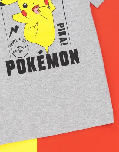 Vista 6 de Pokemon Camiseta de manga corta para niños Pikachu Character Game Grey