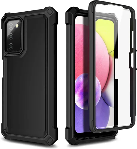 Vista 6 de NZND Compatible con Samsung Galaxy A03S Funda para teléfono, color negro, con protector de pantalla integrado, prueba de caídas de grado militar