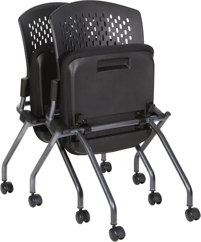 Vista 10 de Office Star - Silla anidadora plegable de plástico ventilado alrededor de la espalda, paquete de 2, tela FreeFlex de carbón