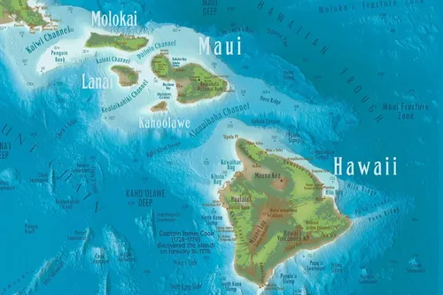 Vista 6 de Hawaii Map Wall Art - Framed Hawaii State Map With Travel Destinations - 36x24 Inches - Includes 500 Pins - Hawaiian Wall Art- Designed by a