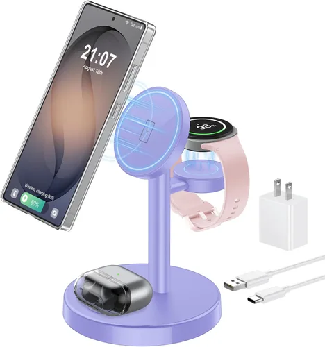 Vista 15 de Aeinidi Cargador inalámbrico magnético fuerte súper rápido para Samsung Negro