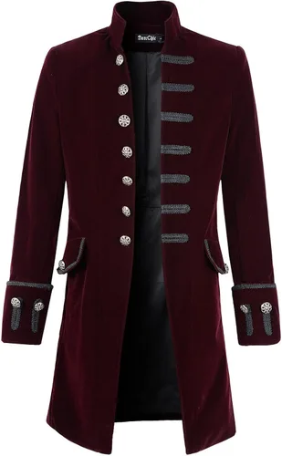 Vista 15 de Chamarra de hábito de estilo victoriano, steampunk y gótico de terciopelo para hombre