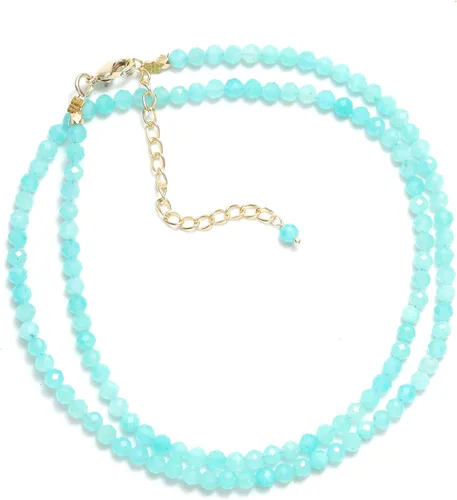 Vista 27 de Gempires - Collar de cuentas de piedras naturales hechas a mano, joyería de cristal hipoalergénica de 20 pulgadas, chapado en oro, joyería de moda