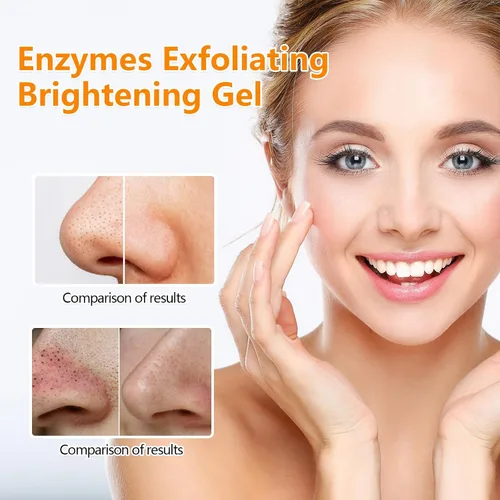Vista 7 de Orange Enzymes - Gel exfoliante facial de proteasa y niacinamida, gel limpiador exfoliante suave para limpieza profunda de poros y piel suave