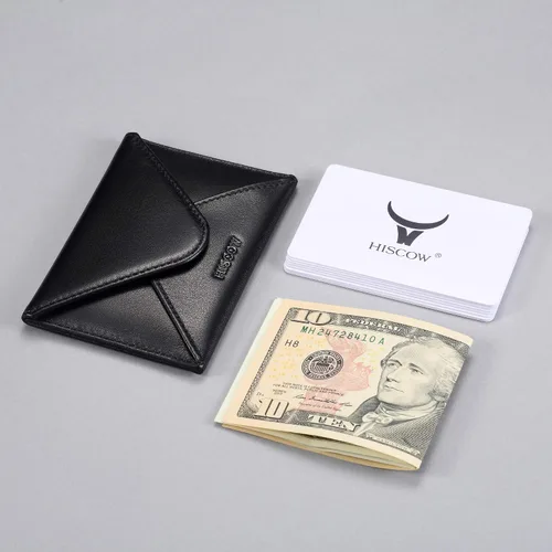 Vista 2 de HISCOW Estuche para tarjetas de visita con cierre magnético - Piel de becerro italiana (negro)