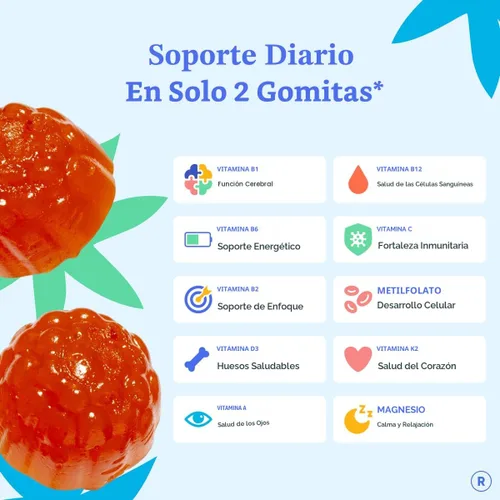 Vista 5 de FIRST DAY Vitaminas para Adolescentes - Multivitamínico para Niñas y Niños de 12 a 17 años, Mezcla Orgánica de Frutas y Vegetales - 12 Nutrientes
