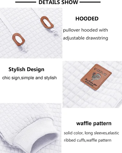 Vista 6 de COOFANDY - Sudadera con capucha para hombre, casual, de manga larga, con cordón ajustable y tejido de punto de gofre