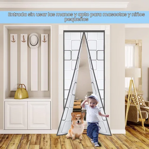 Vista 7 de Cortina de puerta aislada, cubierta magnética térmica para puerta, pantalla magnética de privacidad con cierre automático, manos libres para patio