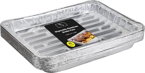 Vista 4 de DCS Deals Paquete de 15 sartenes desechables de aluminio para asar, buenas para barbacoa, bandejas de parrilla, sartenes de aluminio duraderas