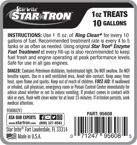 Vista 2 de Star Brite Star Tron Ring Clean Plus Deposit Control - Cleans Injectors, Valves, & Entire Engine to Restore Power & Efficiency - 16 OZ Treats 160