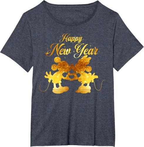 Vista 30 de Disney Camiseta de Año Nuevo Mickey & Minnie Happy New Year Silhouette, Negro
