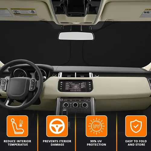 Vista 2 de D-Lumina Parasol delantero Winshield para Range Rover Sport 2014-2022 Protector solar plegable bloquea los rayos UV, parasol para ventana
