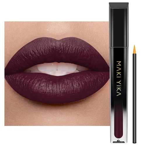 Vista 14 de MAKI YIKA Juego de 3 lápices labiales líquidos mate, color negro y rojo Negro/Rojo Oscuro/Desnudo