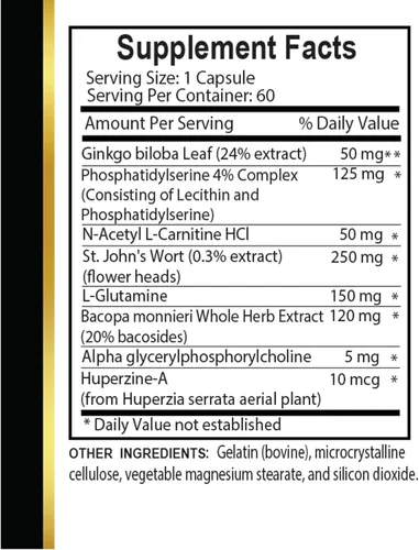 Vista 5 de Mind Matrix Memory & Focus Enhancer - Fórmula de apoyo cerebral premium con ingredientes naturales para agudeza mental y rendimiento cognitivo, 1
